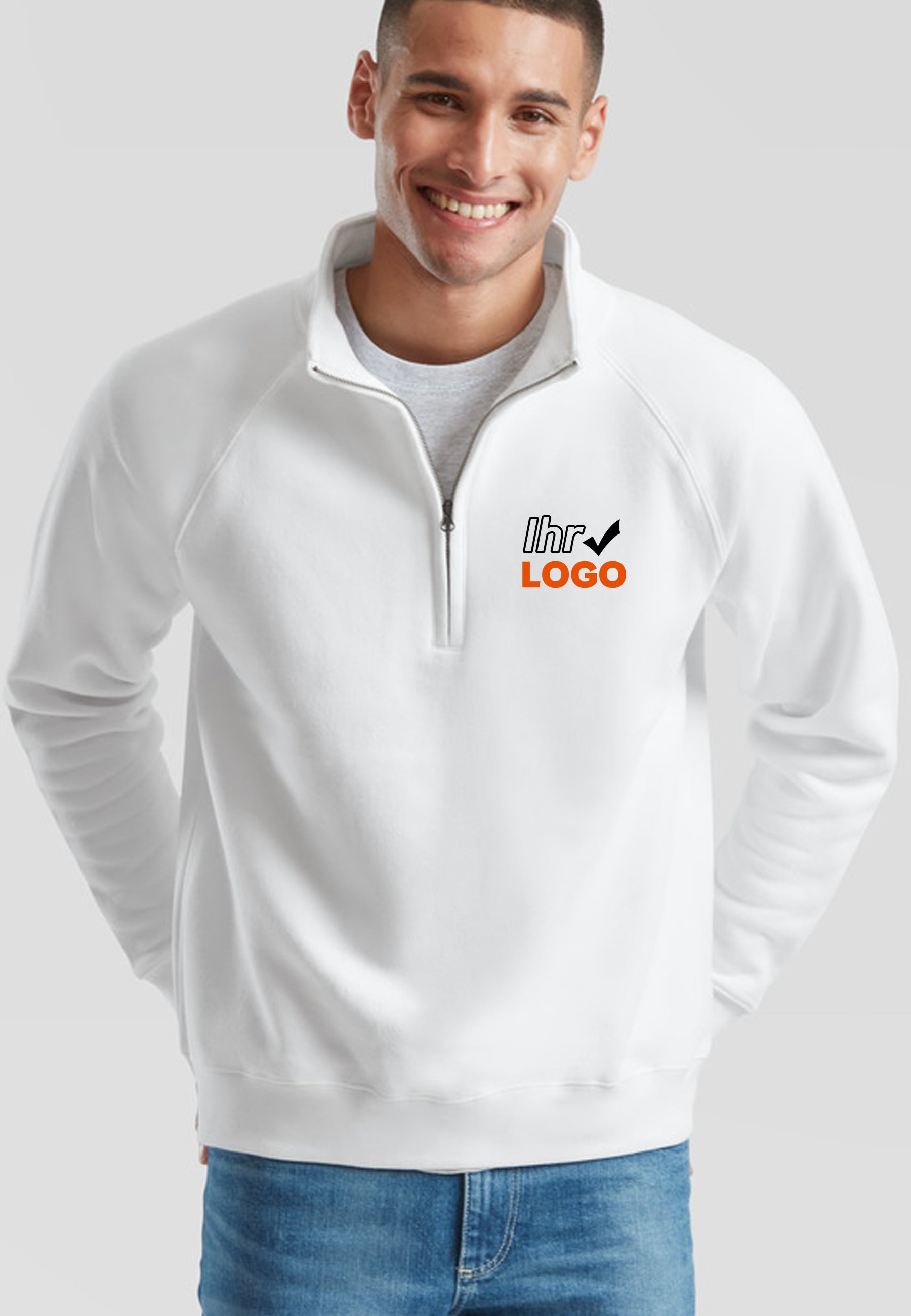 Premium Zip Neck Raglan Sweat Herren 280gsm FOL